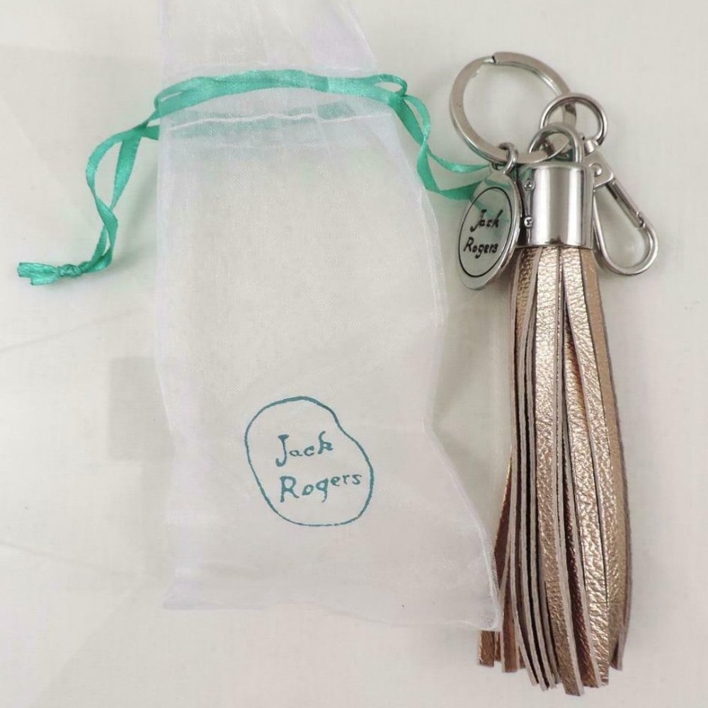 Jack Rogers Tassel Key Fob Key Chain Bag Purse Tassel Charm Rose Gold